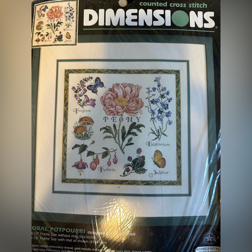 Floral Embroidered Wall Art crosstitch - complete kit - unopened